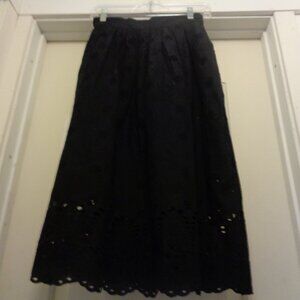 COASTAL COWGIRL BLACK EYELET COTTON SKIRT LACEY EDGE H & M 6